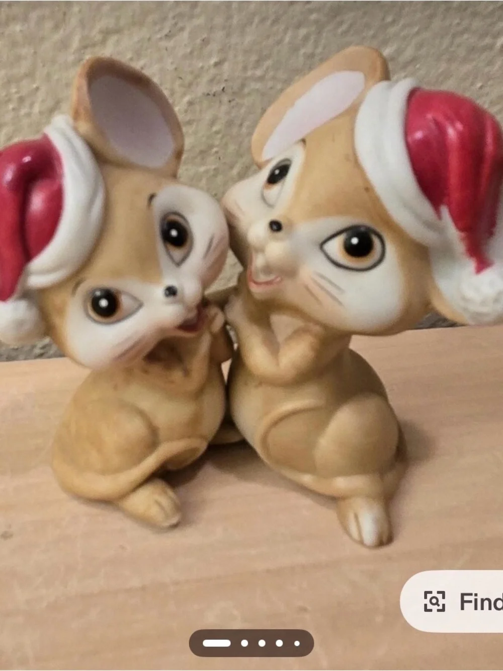 Vintage Christmas Ceramic Mouse Salt & Pepper Shakers with Red Santa Hats